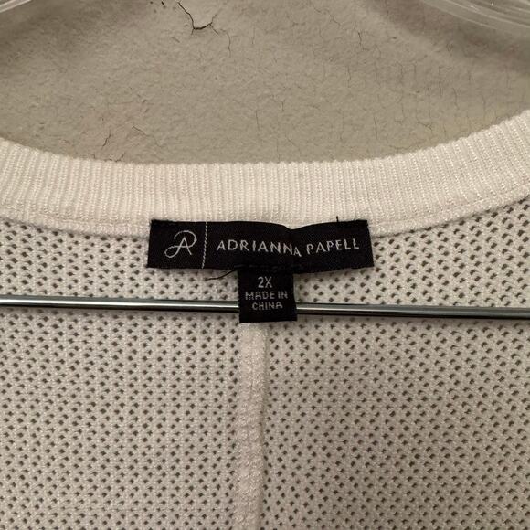 Adrianna Pappell V-Neck Color-Block Seed Stitch Short Dolmen Sleeved Top 2X - Picture 4 of 12